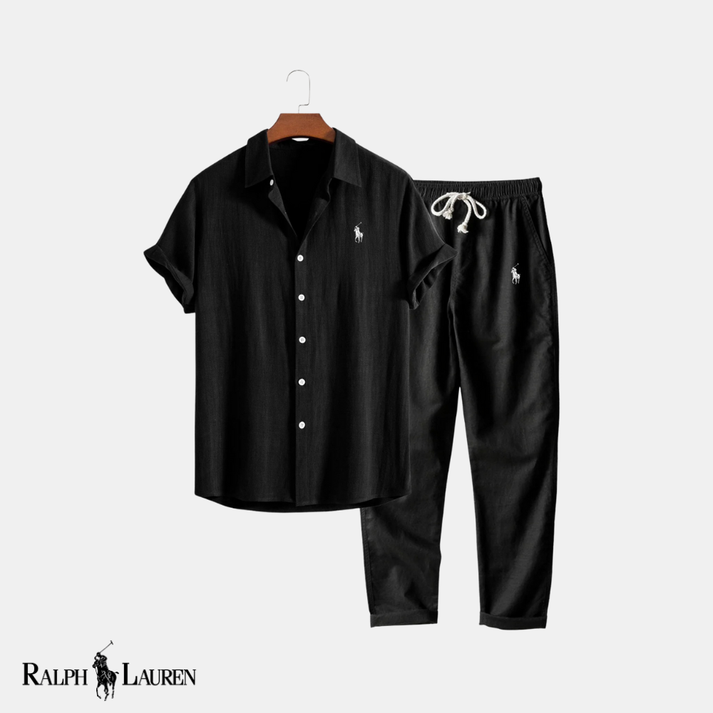 R & L™ Classic Comfort: Linen-Rayon Button-Up Shirt & Straight-Leg Linen Pants Set