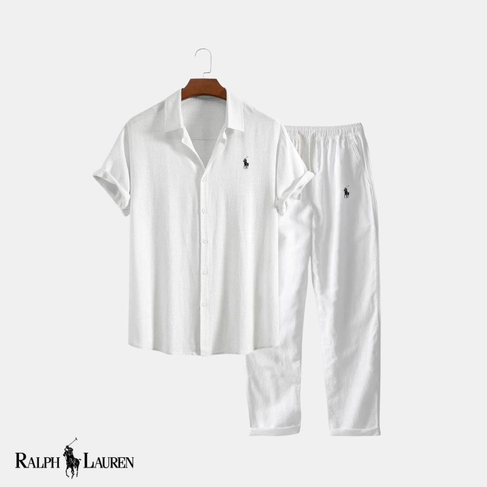 R & L™ Classic Comfort: Linen-Rayon Button-Up Shirt & Straight-Leg Linen Pants Set