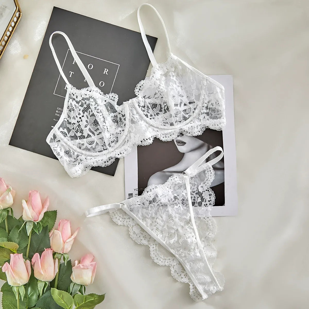 Zaavix™ – Suspender Lace Sheer Lingerie Set