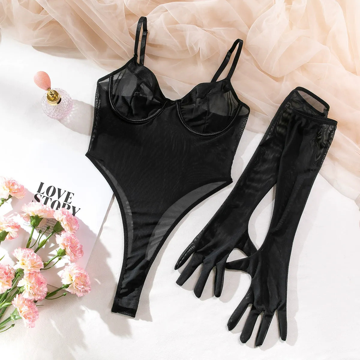 Zaavix™ – Slim-Fit Mesh Bodysuit with Gloves