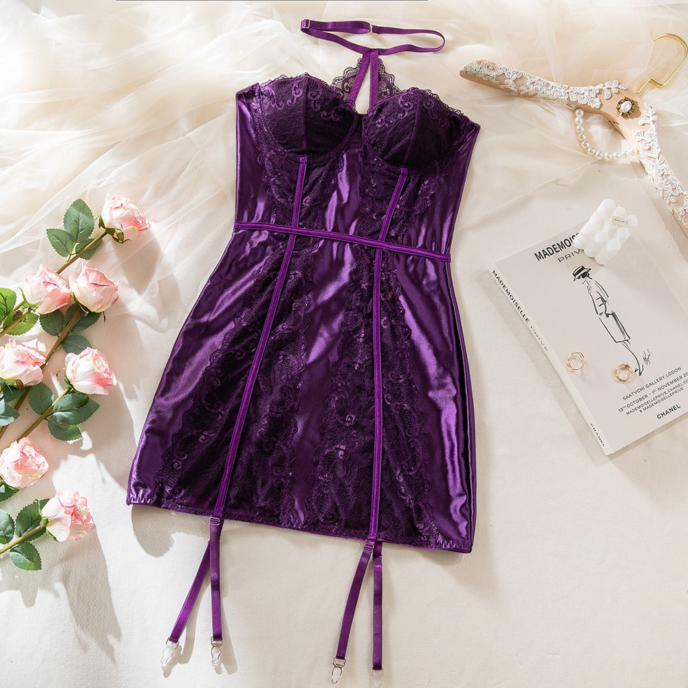 Zaavix™ – Hollow Lace Splicing Halter Neck Dress