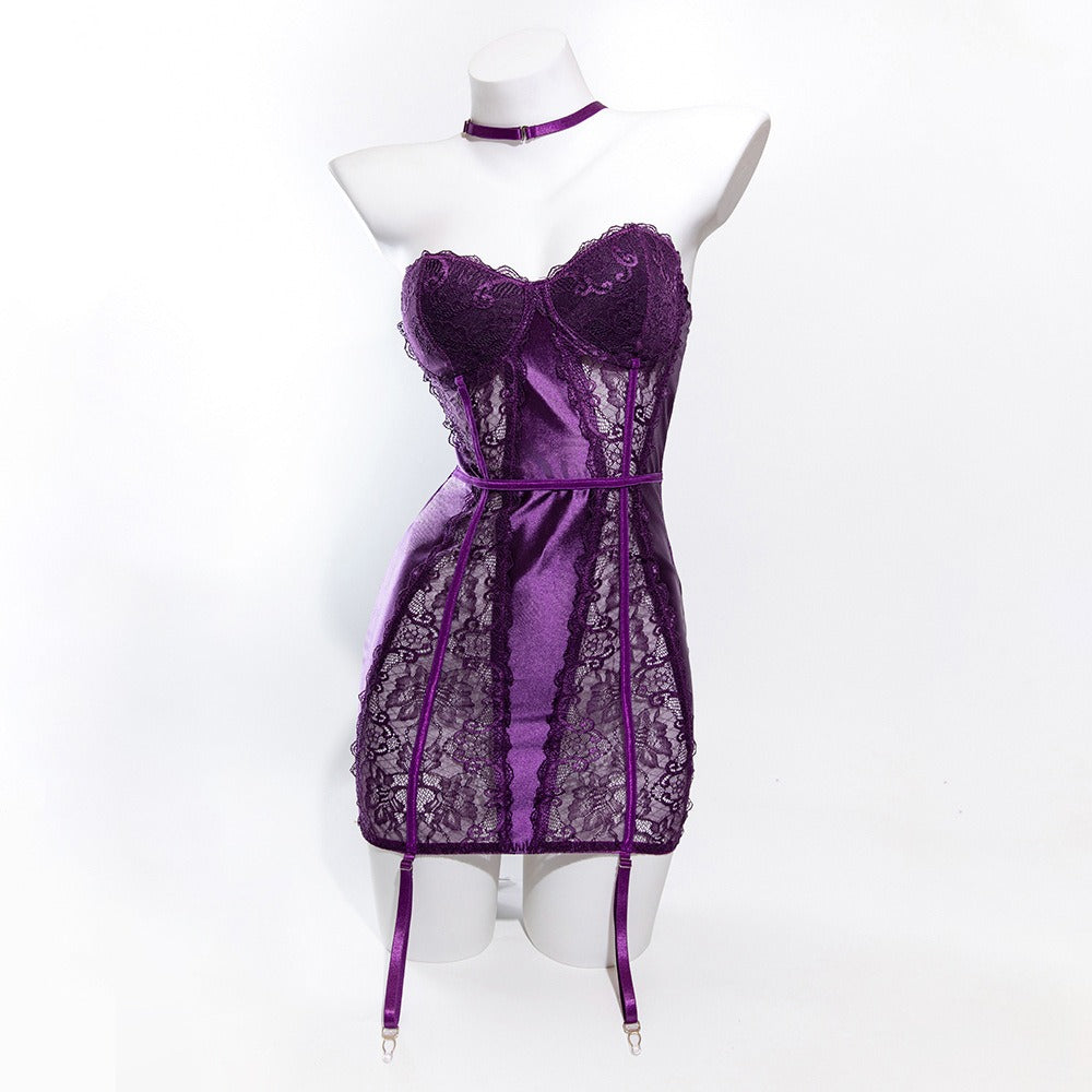 Zaavix™ – Hollow Lace Splicing Halter Neck Dress