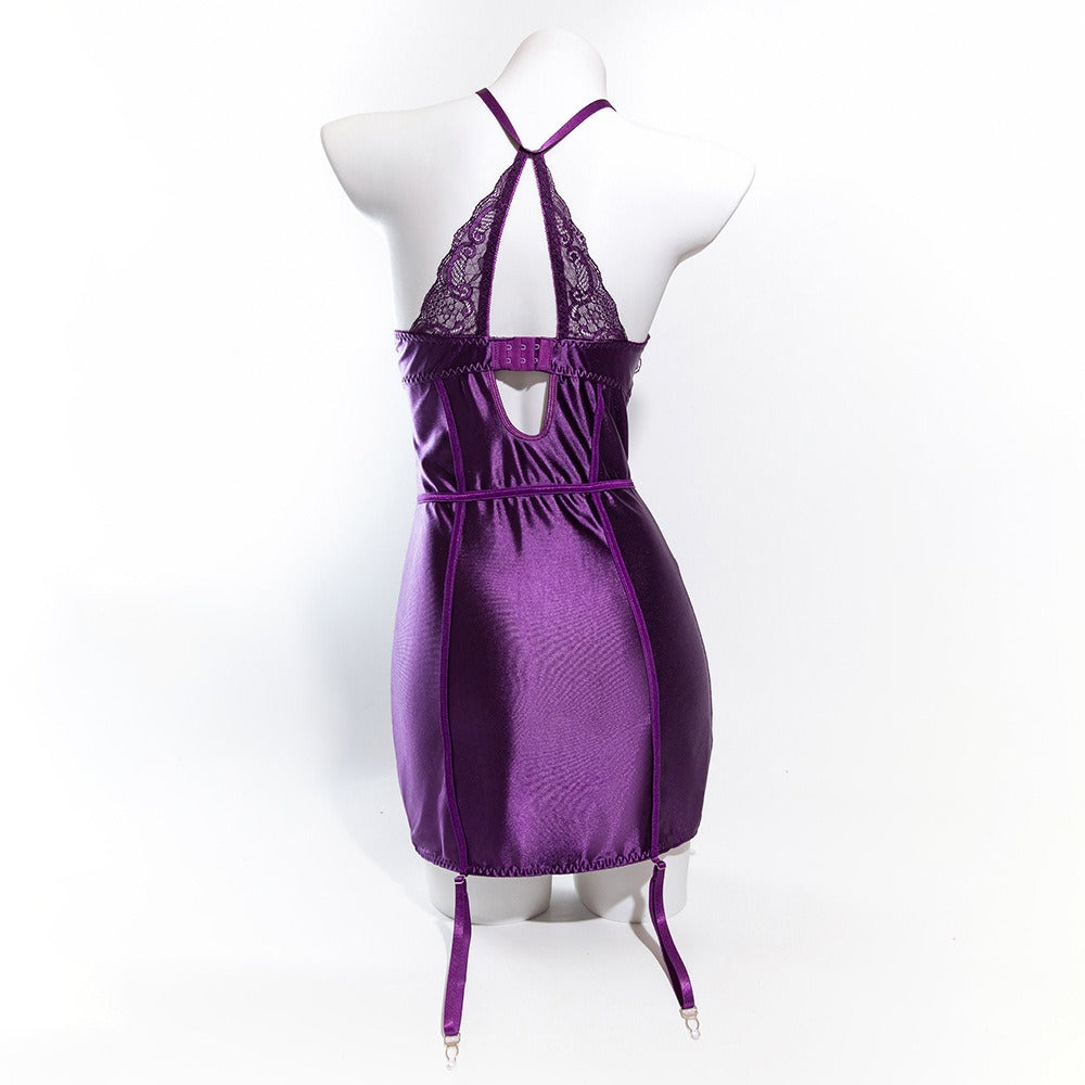Zaavix™ – Hollow Lace Splicing Halter Neck Dress