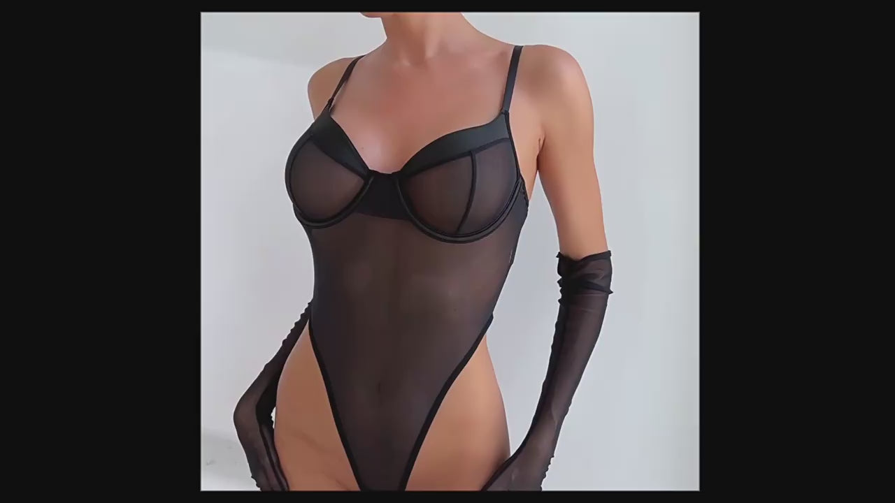 Zaavix™ – Slim-Fit Mesh Bodysuit with Gloves